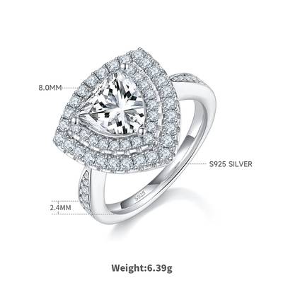 Luxury Trillion Moissanite Women's Proposal Ring 2.0 Carat D-Class in 925 Silver